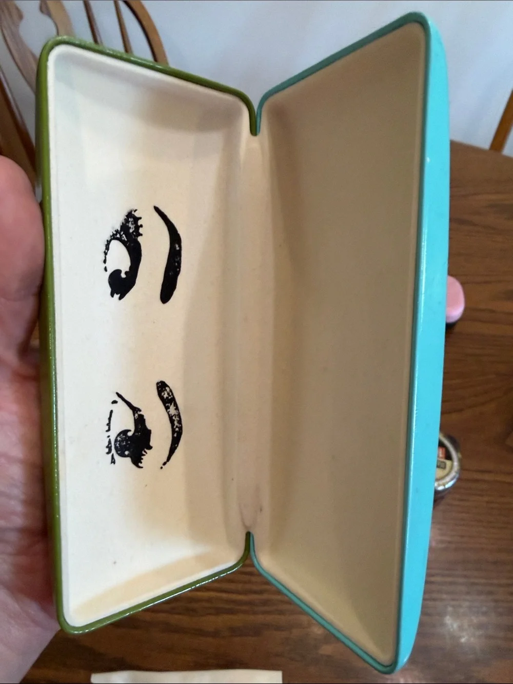 kate spade Green and Aqua Hard Shell Eyewear Case with Branded Cloth